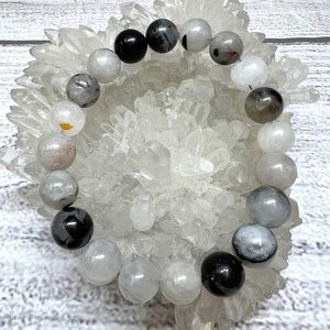 Black Rutile Quartz Stretch Bracelet (216)